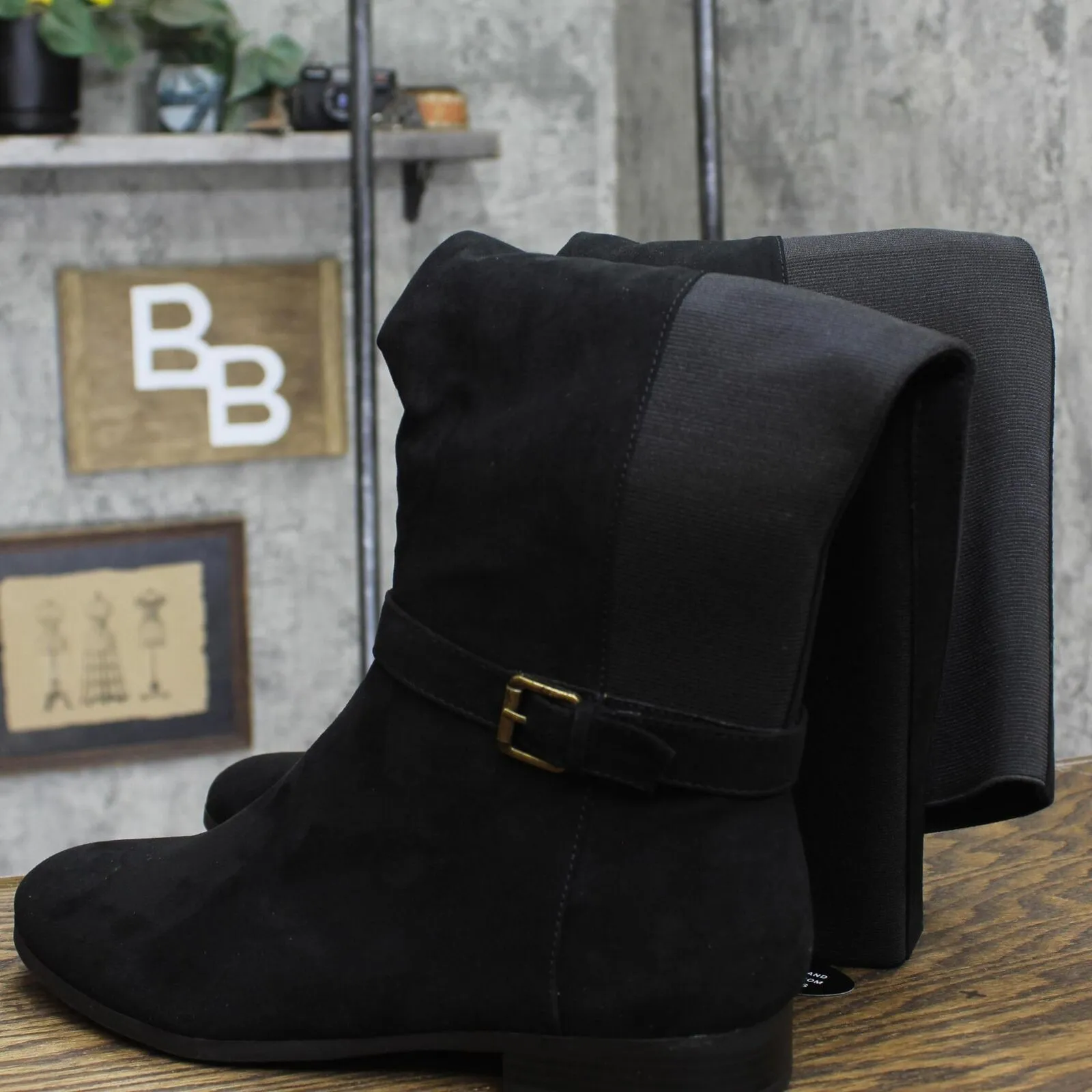 Style & Co Womens Kimmball Wide-Calf Over-The-Knee Boots Black Micro 10M-WC