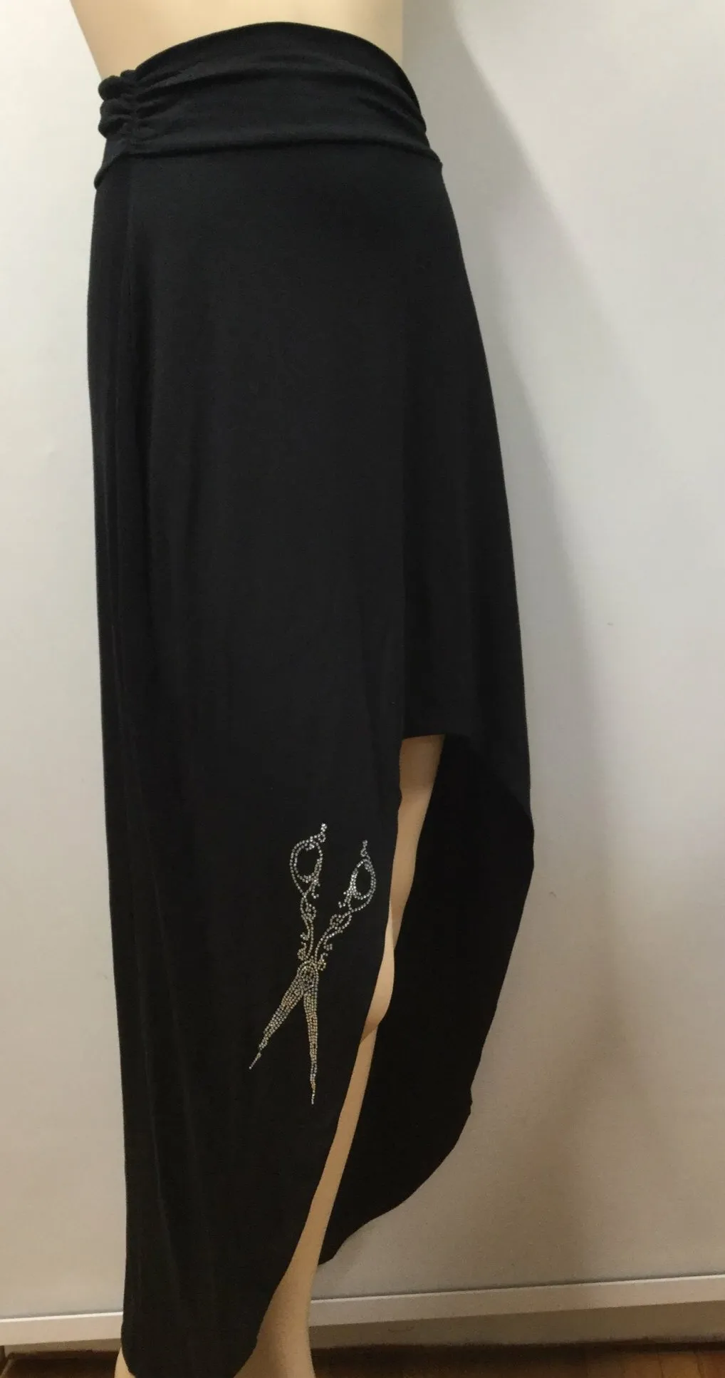Stylist Hi-Lo Skirt with Scissor Rhinestone Accents
