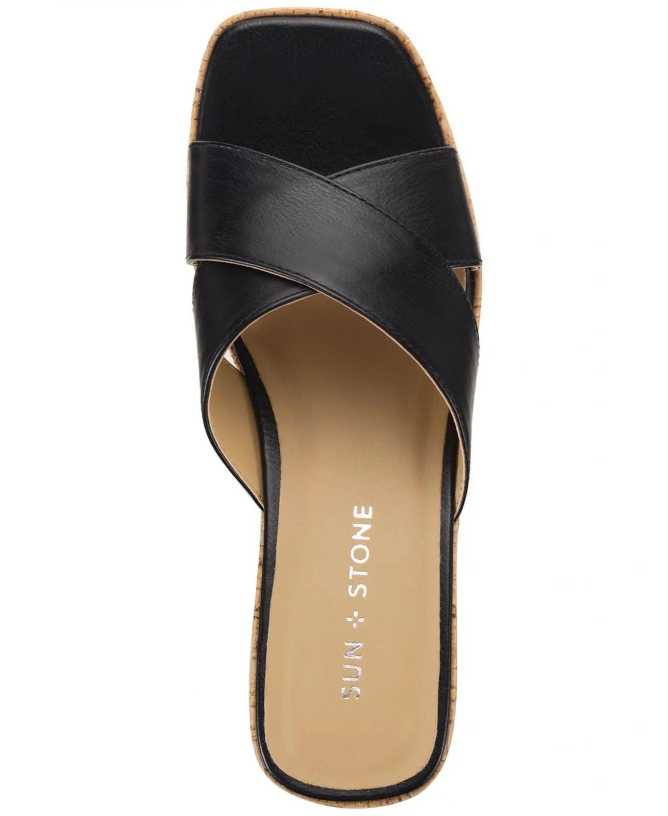 Sun   Stone Womens Giigi Crisscross Wedge Sandals 10014732800 Black 9M