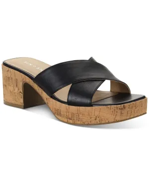 Sun   Stone Womens Giigi Crisscross Wedge Sandals 10014732800 Black 9M