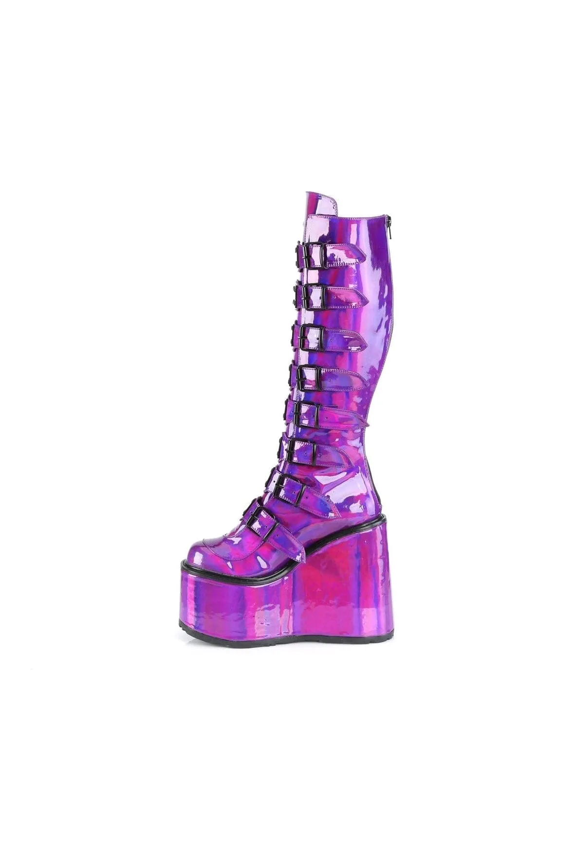 SWING-815 Purple Hologram Patent Knee Boot