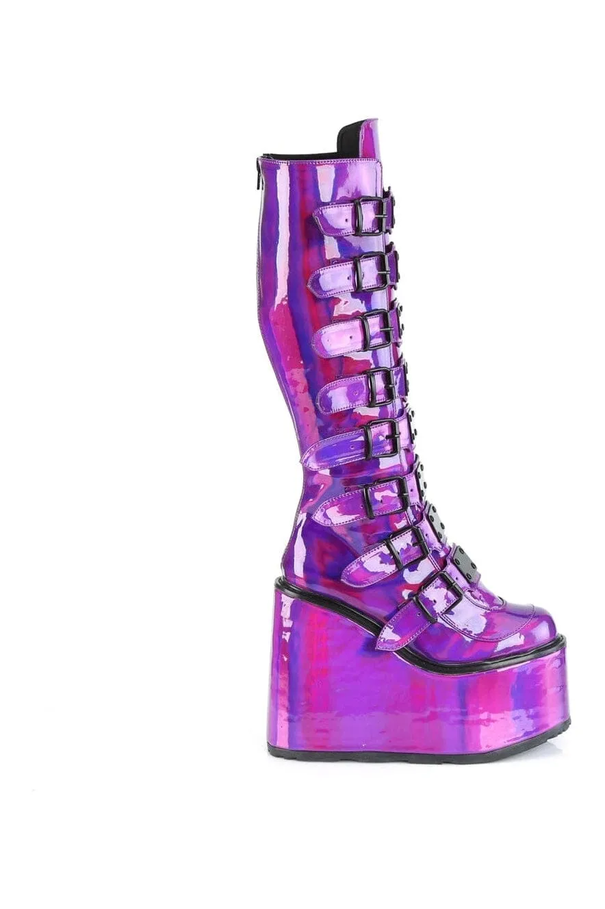 SWING-815 Purple Hologram Patent Knee Boot