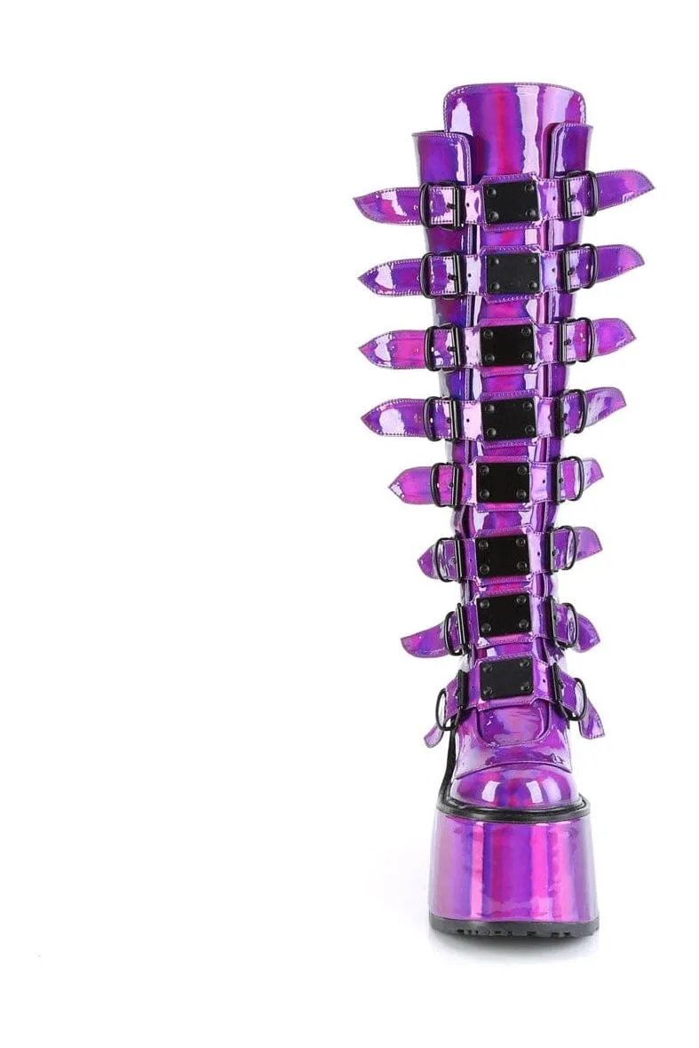 SWING-815 Purple Hologram Patent Knee Boot