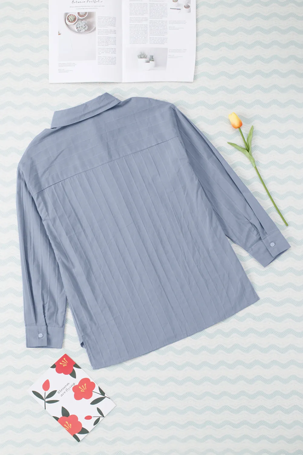 Textured Buttons Pocketed Shirt