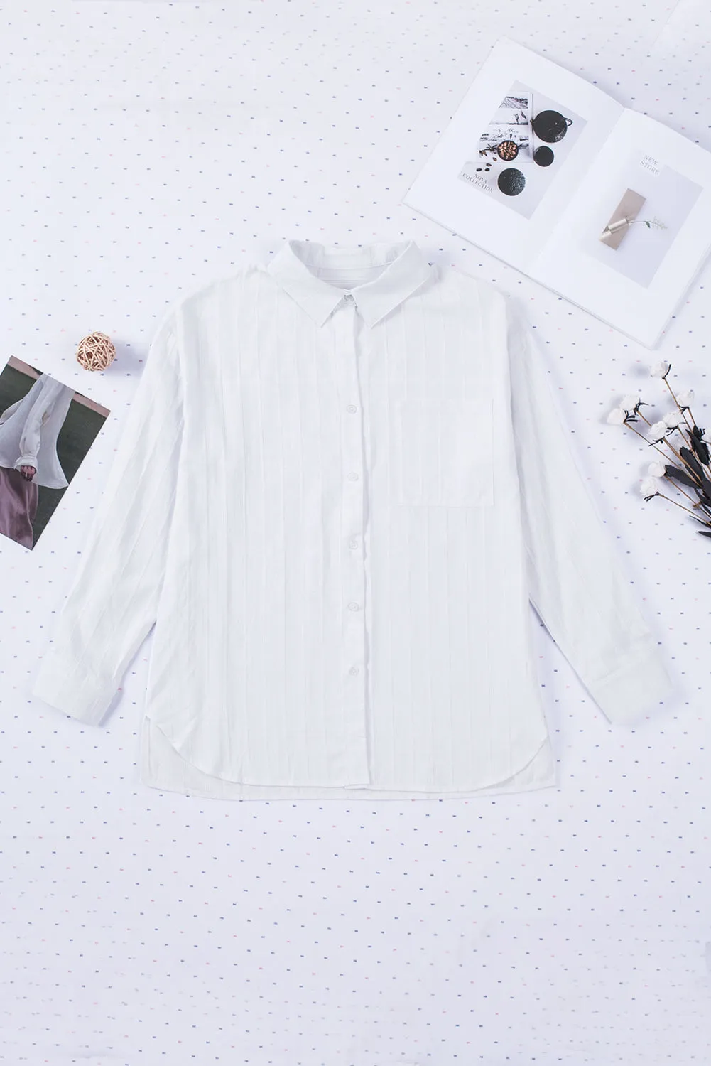 Textured Buttons Pocketed Shirt