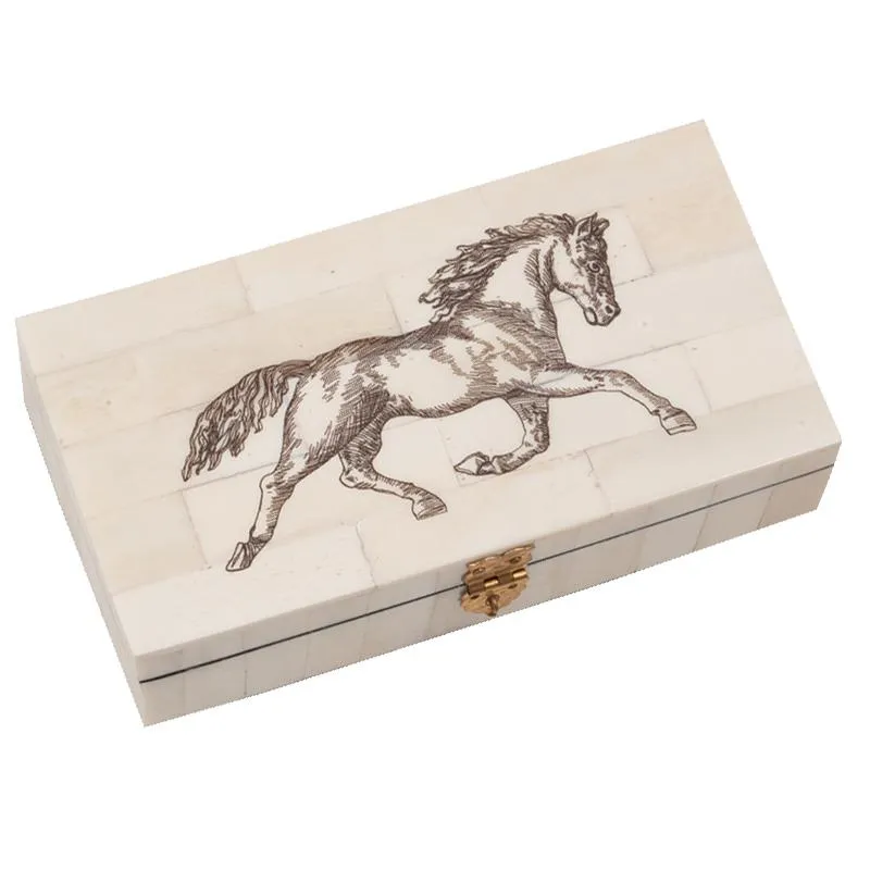 Trotting Horse Scrimshaw Box