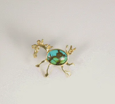 Turquoise and Gold Crazy Horse Necklace