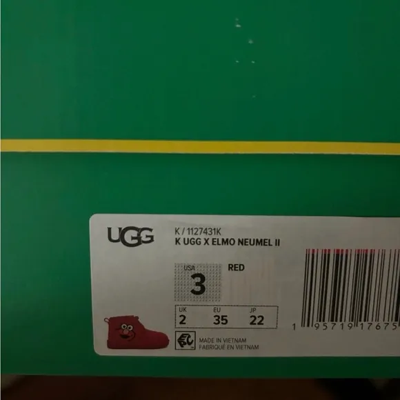 UGG X SESAME STREET Elmo Neumel RedLittle Kids Boots 1-3Y Preschool Size