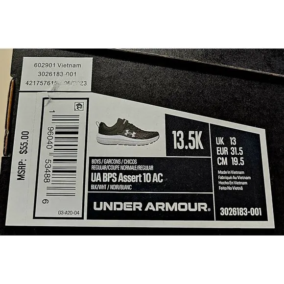 Under Armour BPS Assert 10 AC Kid's Shoes Size 13.5K