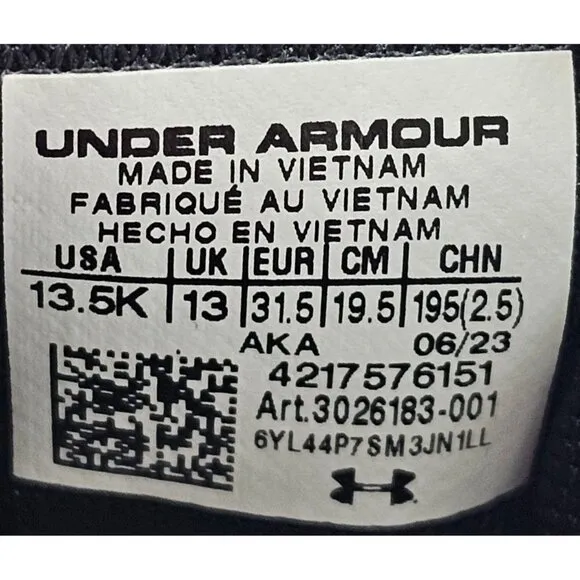 Under Armour BPS Assert 10 AC Kid's Shoes Size 13.5K