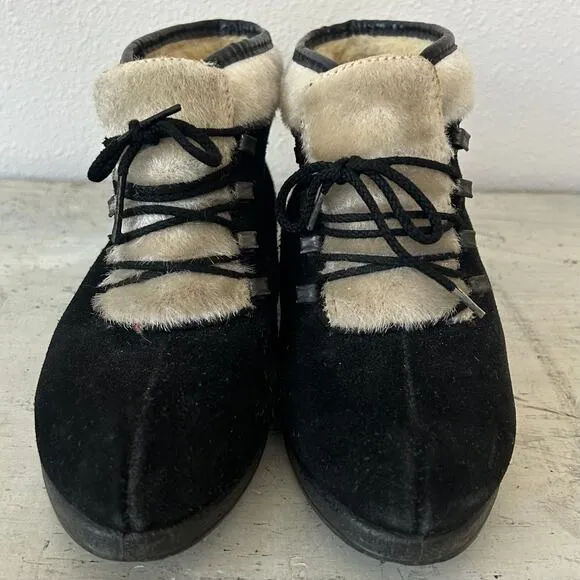 Vintage Aspen after skiing boots Yodelers 60s 70s seuede faux fur lined winter 7