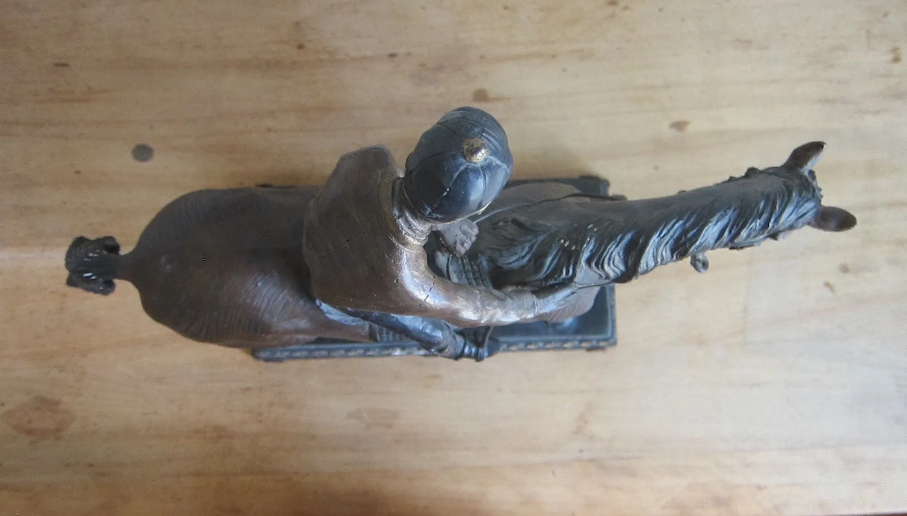 Vintage Spelter Metal Horse Figurine with Jockey