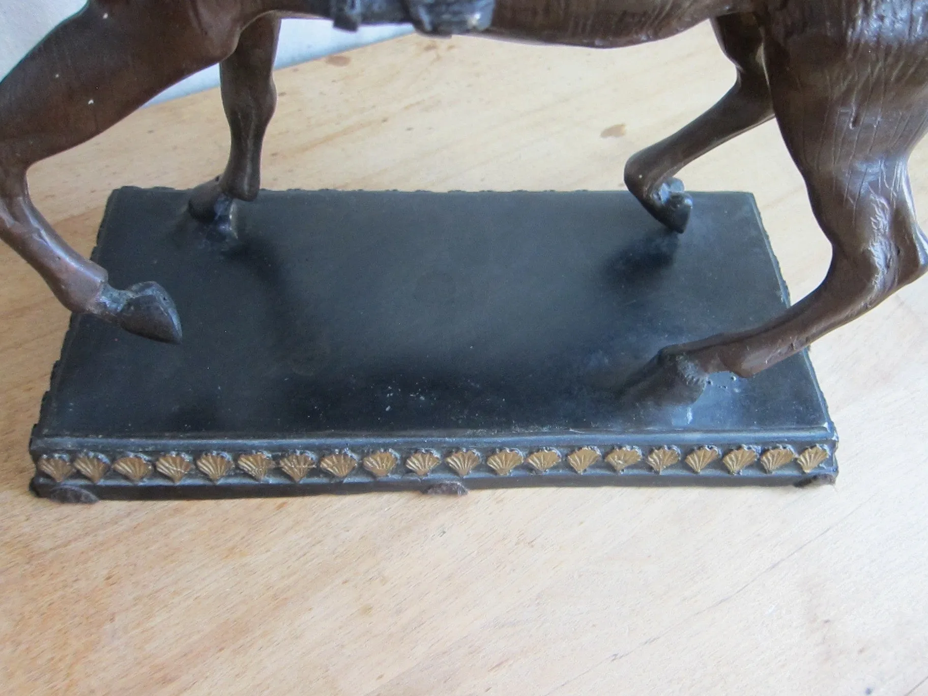 Vintage Spelter Metal Horse Figurine with Jockey