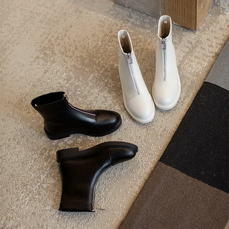 White Black Winter Autumn Ankle Booties Women
