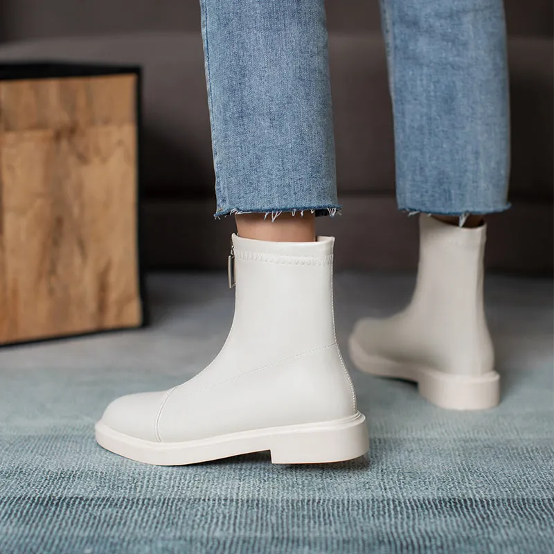 White Black Winter Autumn Ankle Booties Women
