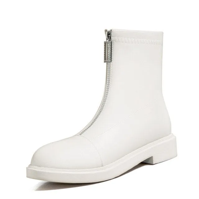 White Black Winter Autumn Ankle Booties Women
