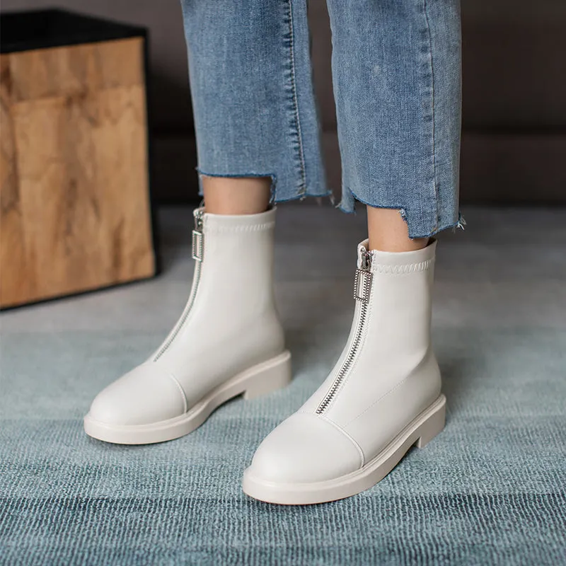 White Black Winter Autumn Ankle Booties Women