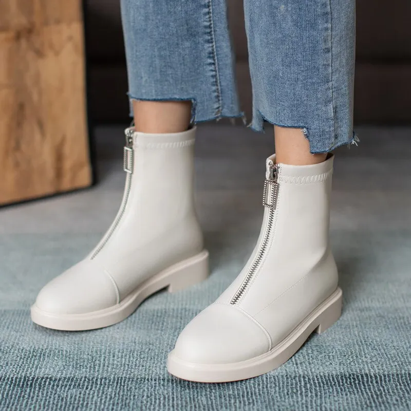 White Black Winter Autumn Ankle Booties Women
