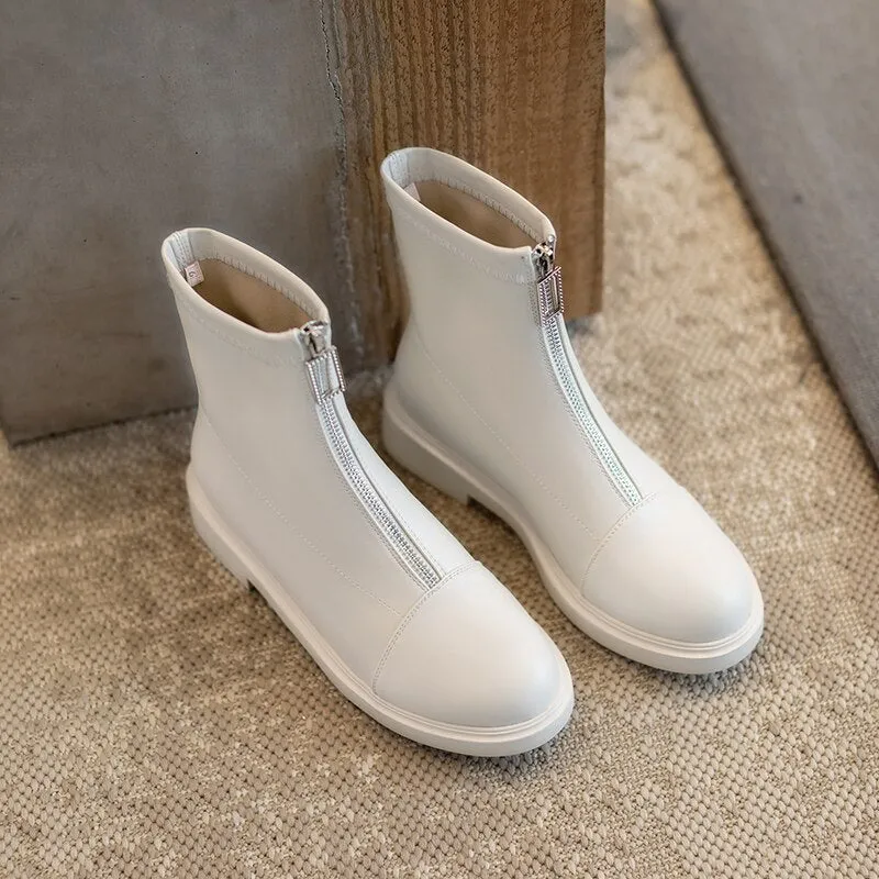 White Black Winter Autumn Ankle Booties Women