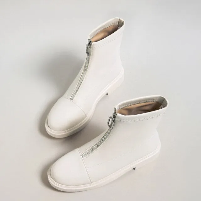 White Black Winter Autumn Ankle Booties Women
