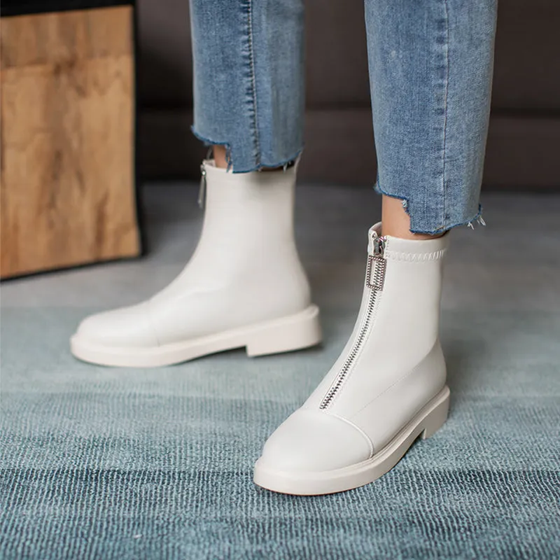 White Black Winter Autumn Ankle Booties Women