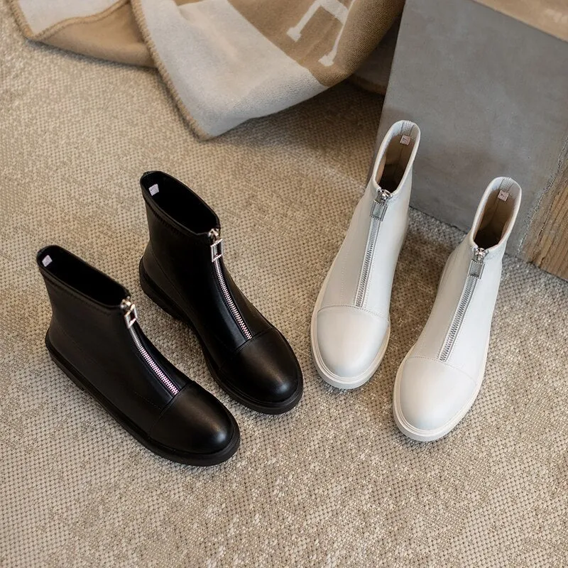 White Black Winter Autumn Ankle Booties Women