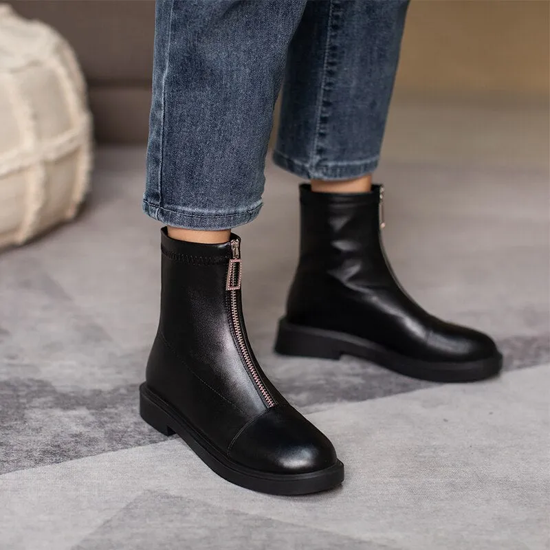 White Black Winter Autumn Ankle Booties Women