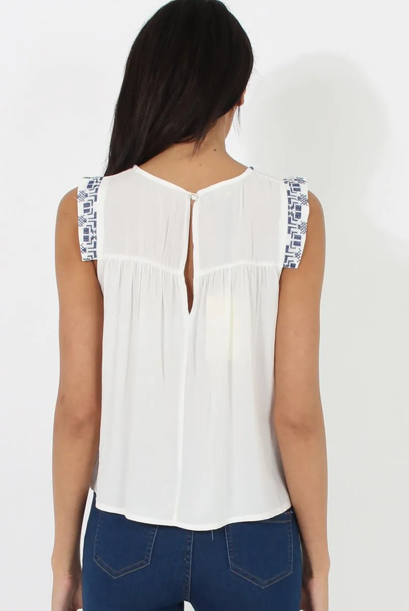 White Embroidered Swing Top - Lillian
