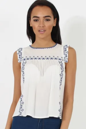 White Embroidered Swing Top - Lillian