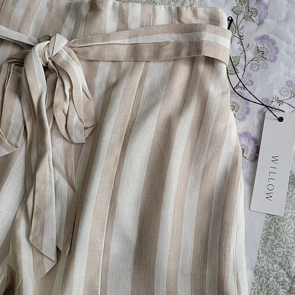 Willow Johnny Striped High Tie-Waist Linen Shorts