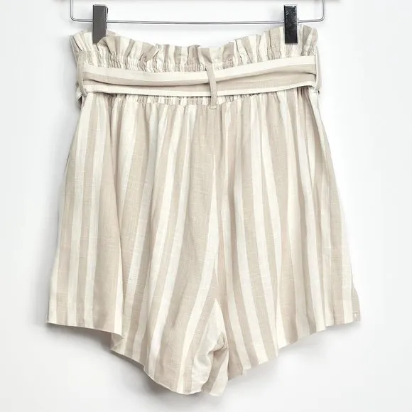 Willow Johnny Striped High Tie-Waist Linen Shorts