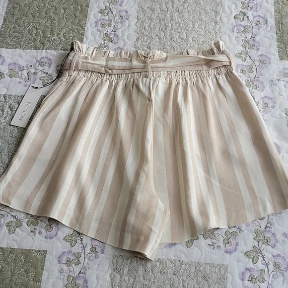 Willow Johnny Striped High Tie-Waist Linen Shorts