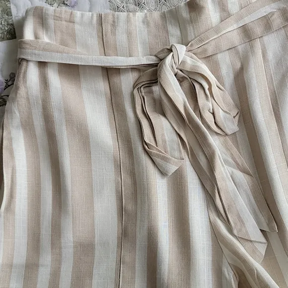 Willow Johnny Striped High Tie-Waist Linen Shorts
