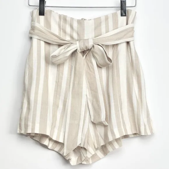 Willow Johnny Striped High Tie-Waist Linen Shorts