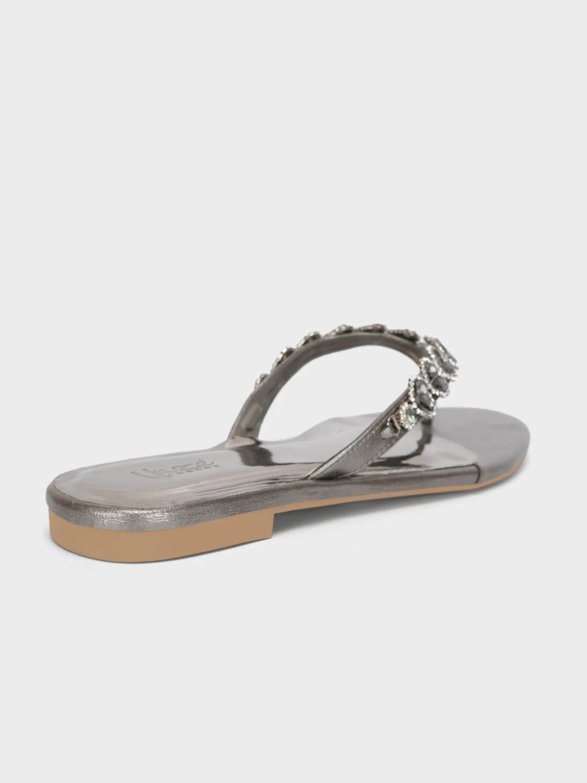 Womens "LILAC" V Strap Decorated Summer Slippers