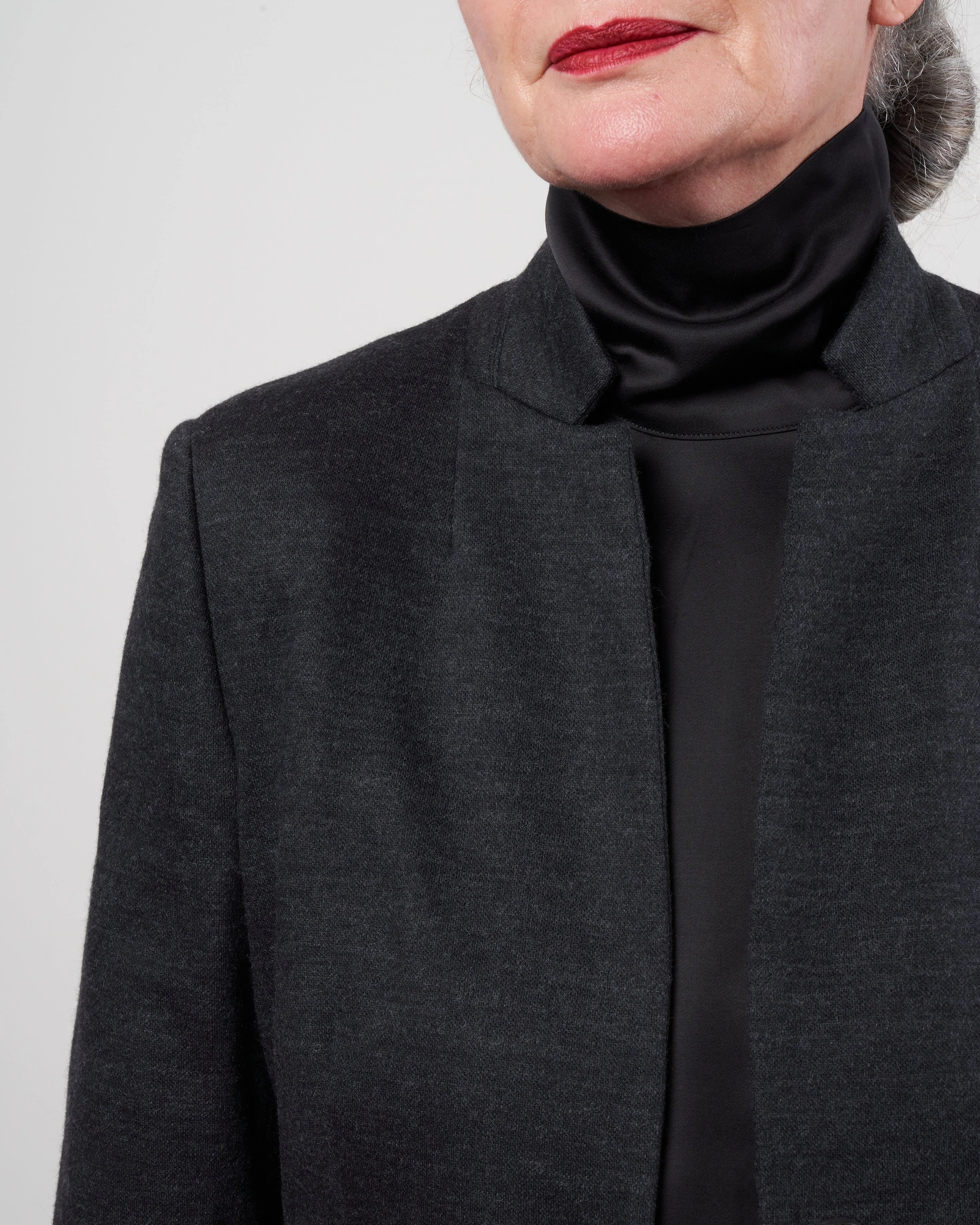 wool/cotton pique jersey jacket - dark grey