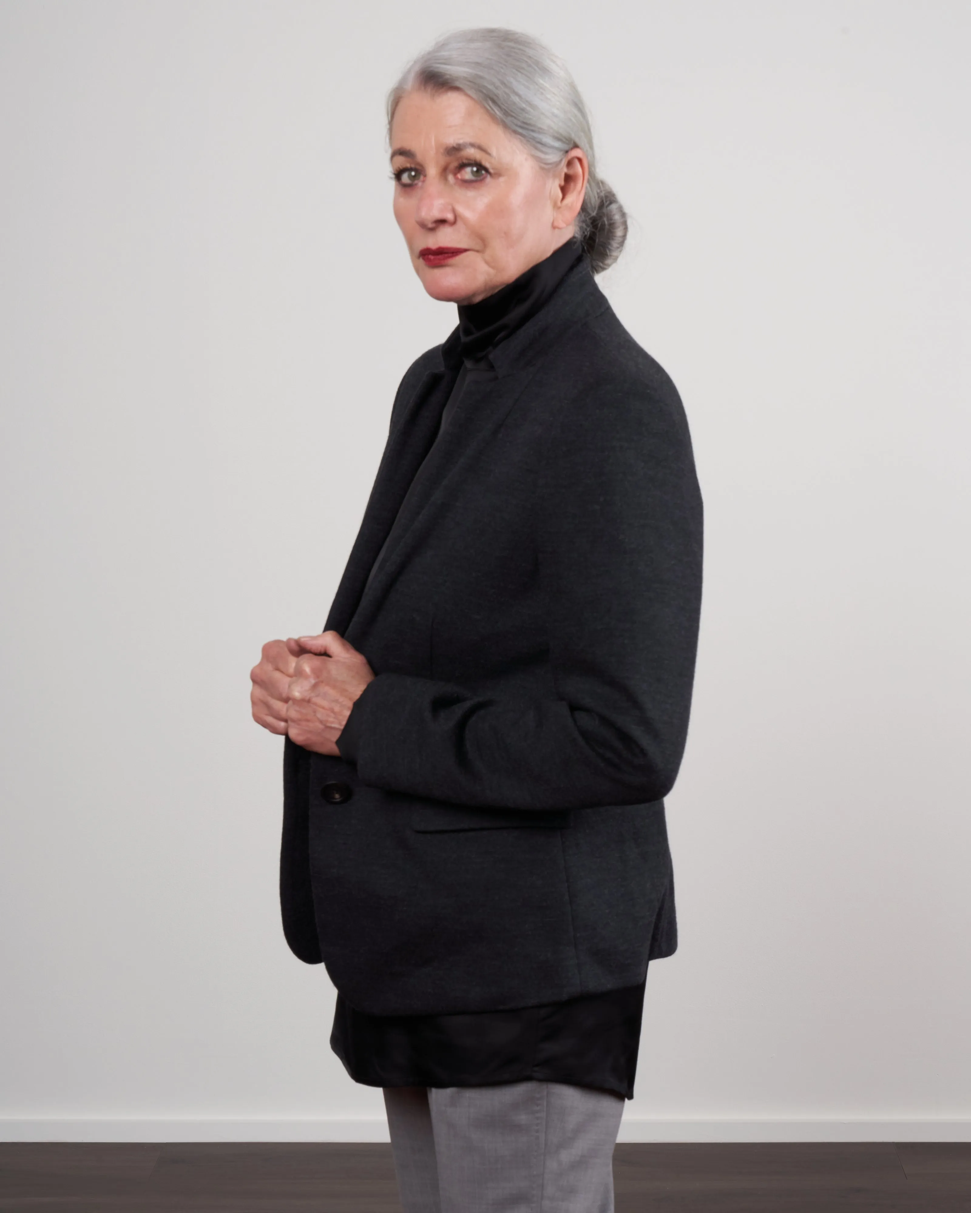wool/cotton pique jersey jacket - dark grey