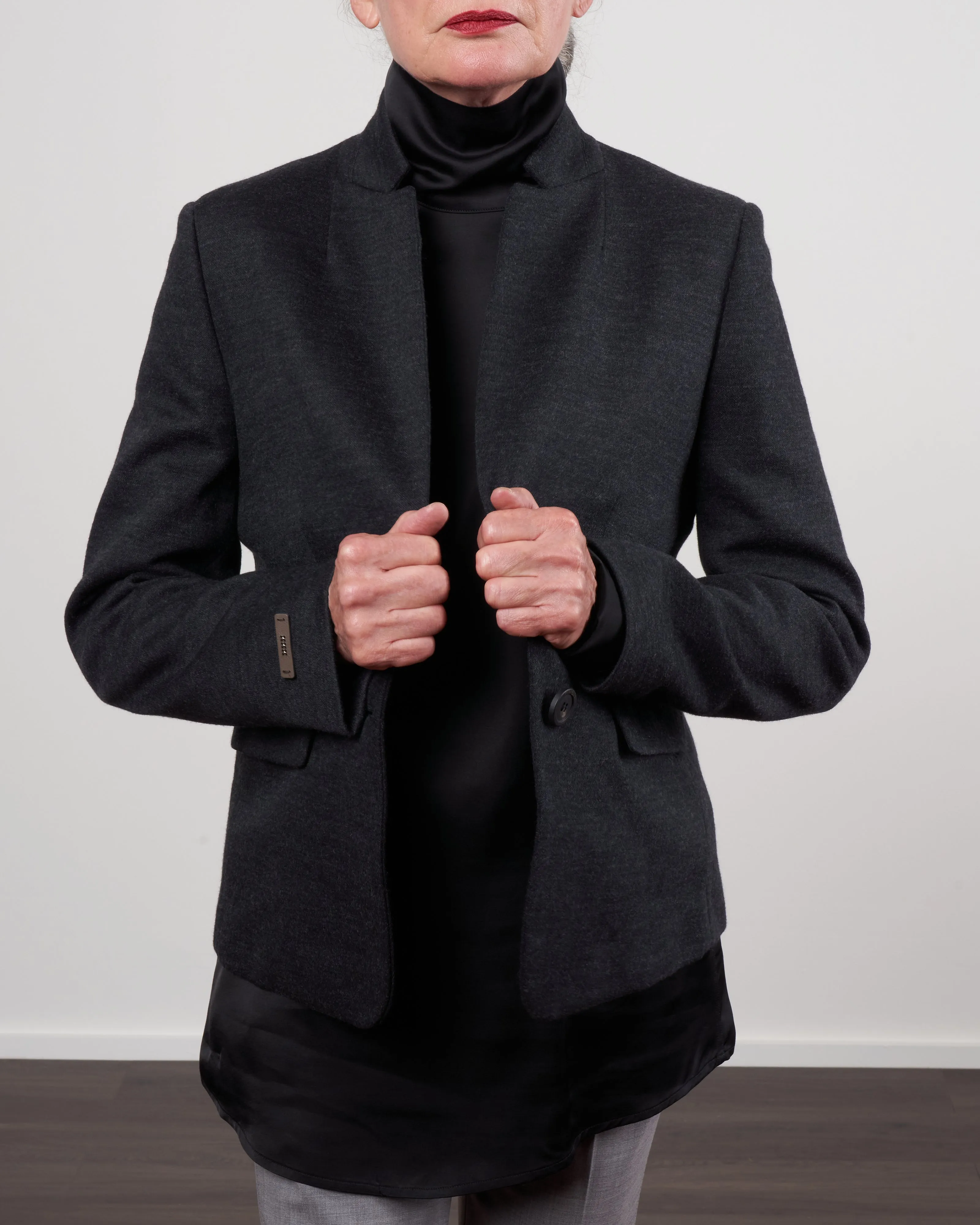 wool/cotton pique jersey jacket - dark grey