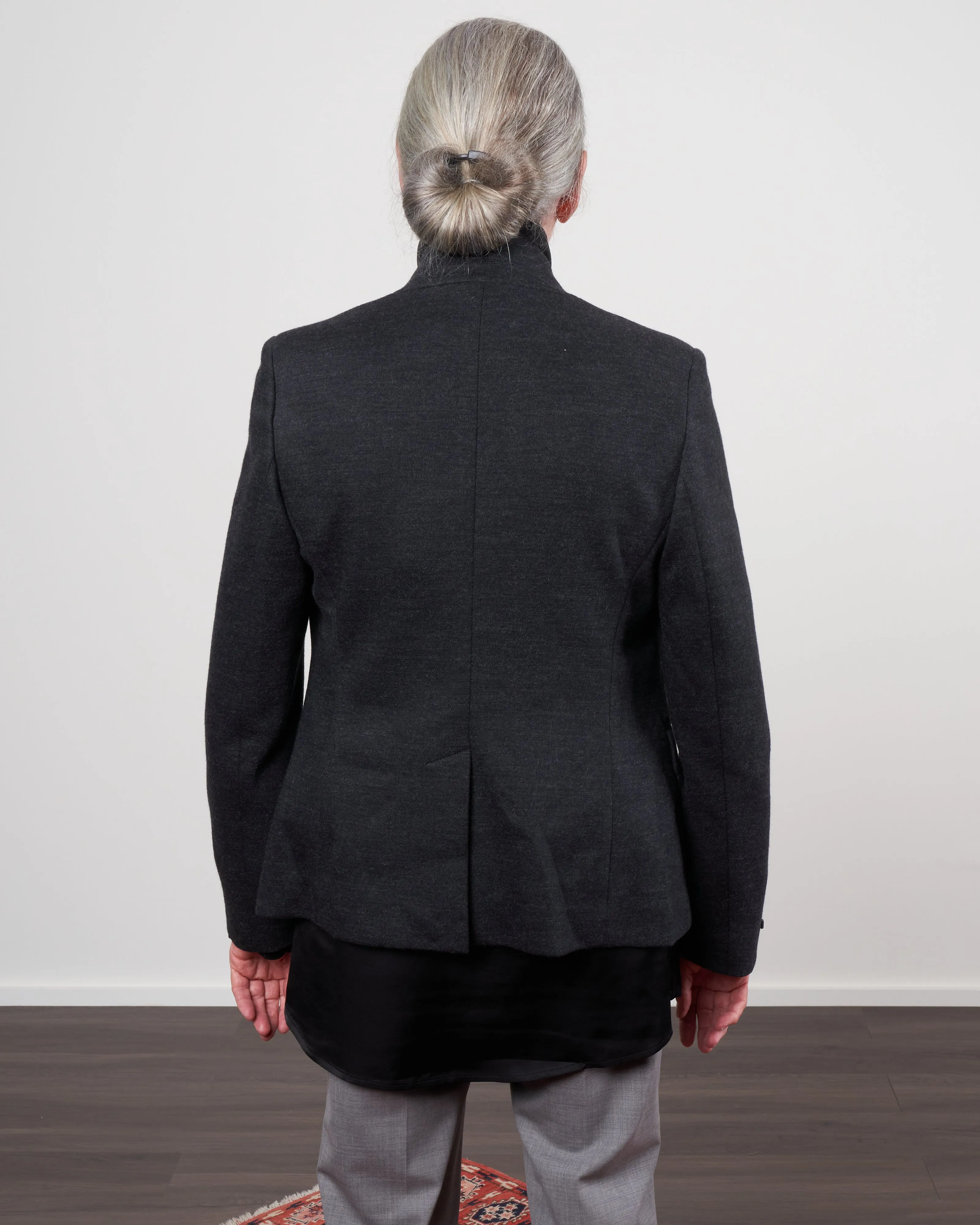 wool/cotton pique jersey jacket - dark grey