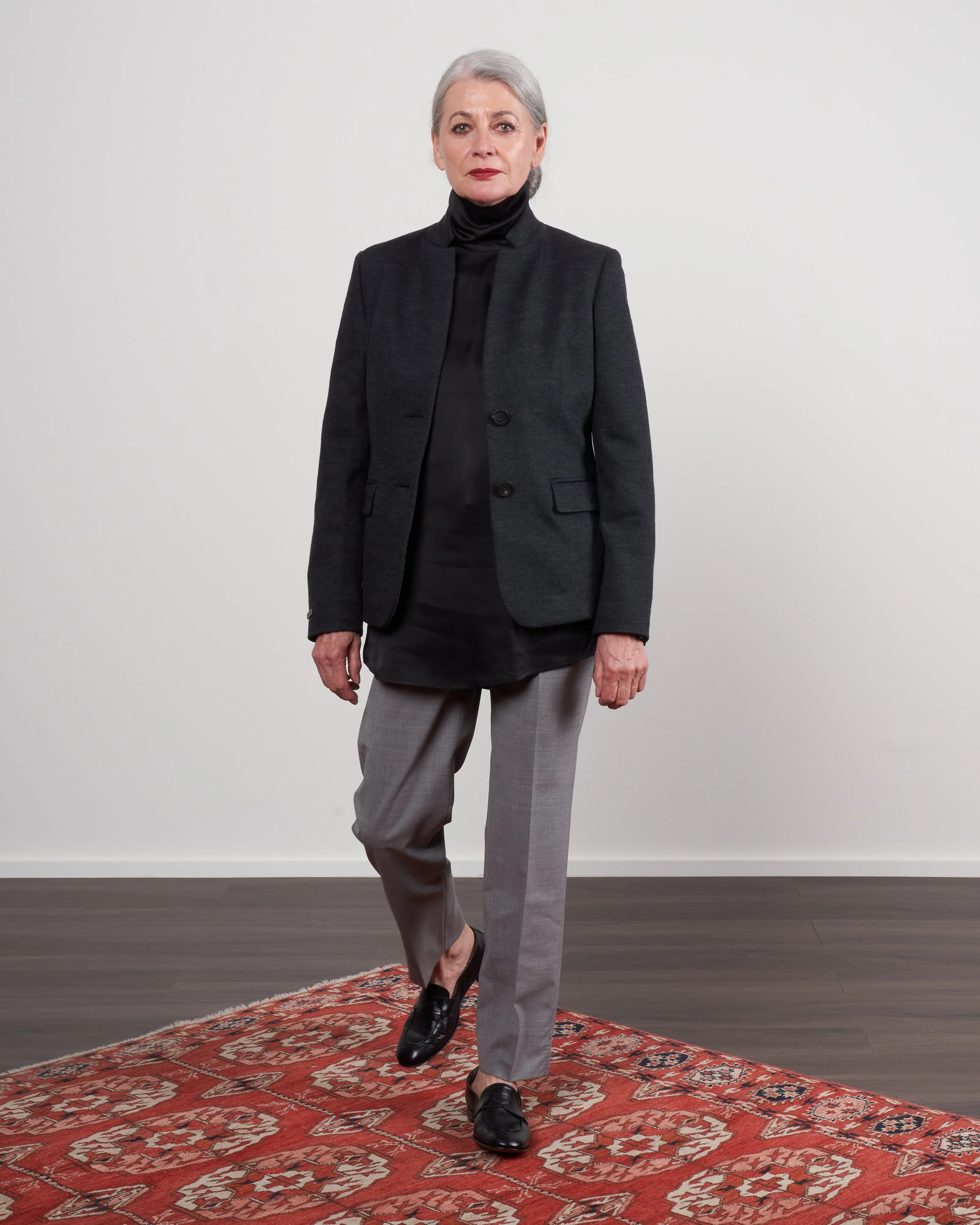 wool/cotton pique jersey jacket - dark grey