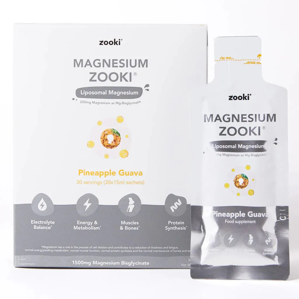 Zooki Liposomal Magnesium Bisglycinate 1500mg Pineapple 30 sachets