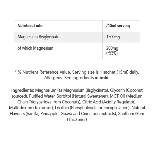 Zooki Liposomal Magnesium Bisglycinate 1500mg Pineapple 30 sachets